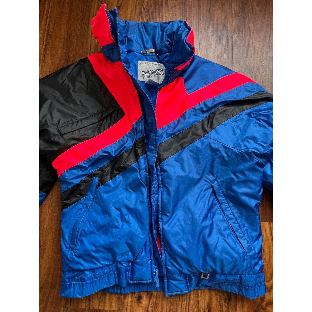 Coat Vintage Gore-Tex Ski Jacket Unisex L Blue Pink Vintage 80s 90s Colorblock